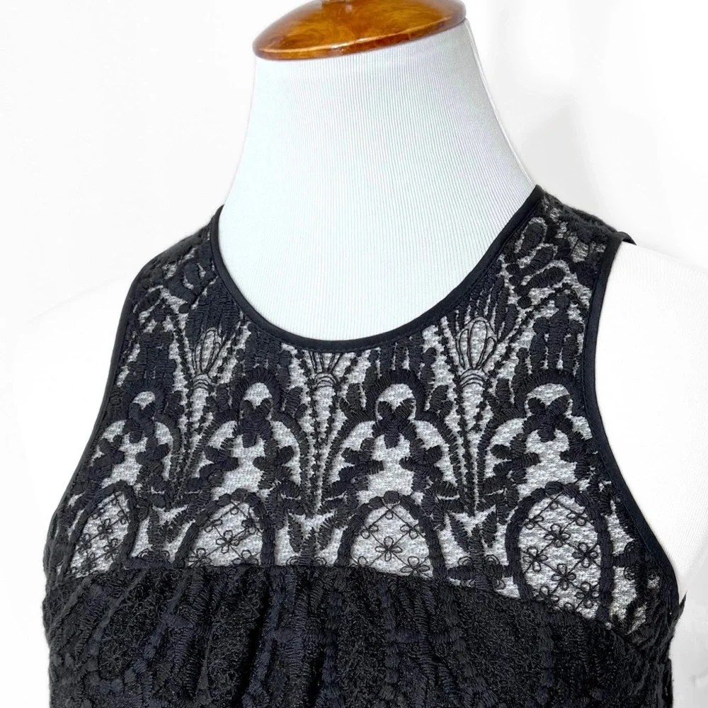 Joie Black Floral Scroll Lace Sleeveless LBD Sheath Mini Cocktail Dress - Picture 8 of 14